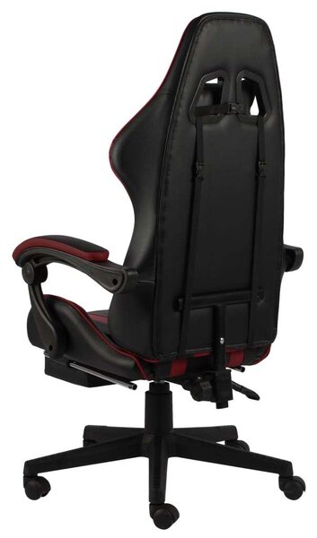 VidaXL fekete és bordó műbőr Gamer szék lábtartóval