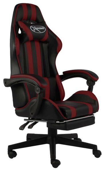 VidaXL fekete és bordó műbőr Gamer szék lábtartóval
