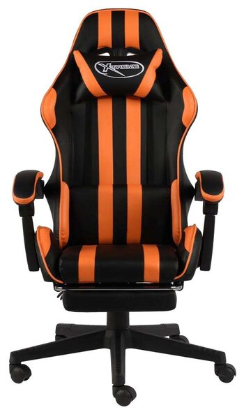VidaXL fekete és narancssárga műbőr Gamer szék lábtartóval