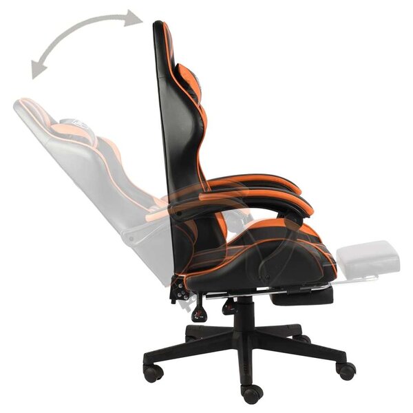 VidaXL fekete és narancssárga műbőr Gamer szék lábtartóval