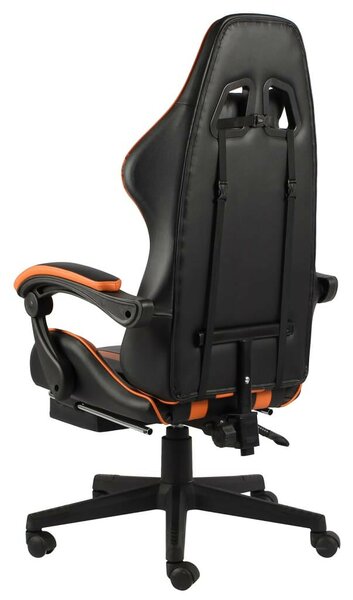 VidaXL fekete és narancssárga műbőr Gamer szék lábtartóval