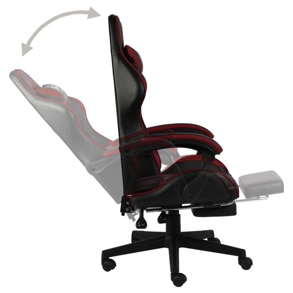 VidaXL fekete és bordó műbőr Gamer szék lábtartóval