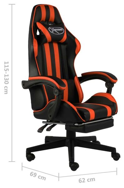 VidaXL fekete és narancssárga műbőr Gamer szék lábtartóval