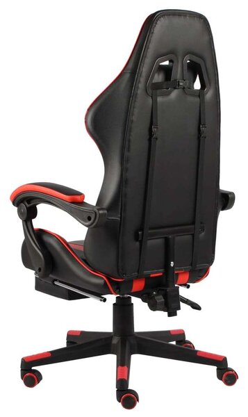 VidaXL fekete és piros műbőr Gamer szék lábtartóval