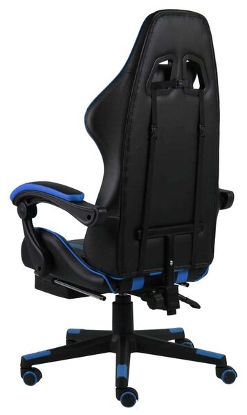 VidaXL fekete és kék műbőr Gamer szék lábtartóval