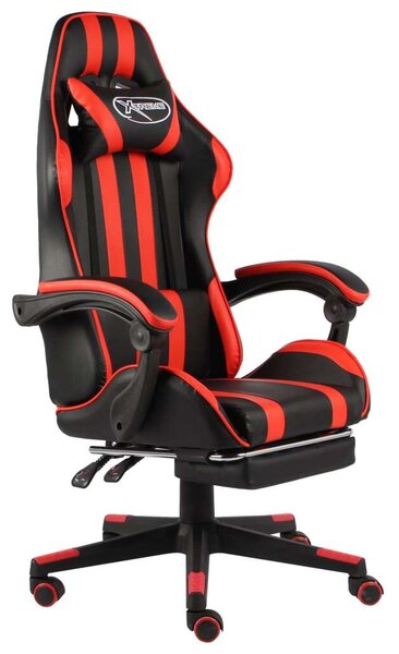 VidaXL fekete és piros műbőr Gamer szék lábtartóval