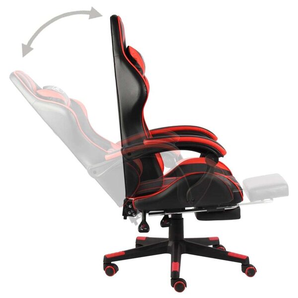 VidaXL fekete és piros műbőr Gamer szék lábtartóval