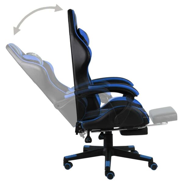 VidaXL fekete és kék műbőr Gamer szék lábtartóval