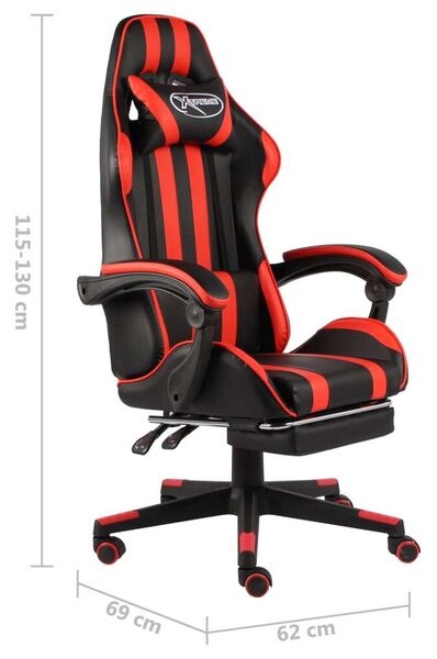 VidaXL fekete és piros műbőr Gamer szék lábtartóval