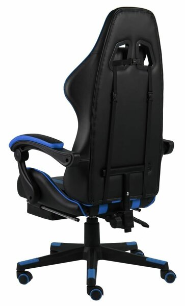 VidaXL fekete és kék műbőr Gamer szék lábtartóval