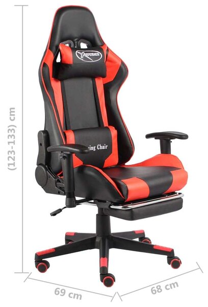 Gamer Szék - Piros - Lábtartóval