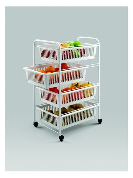 India gurulós tároló állvány 4 kosárral, hosszúság 35 cm - Metaltex