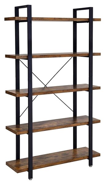 VASAGLE Rusztikus Fa Könyvespolc - 5 Polc - 105x33,5x177,5cm