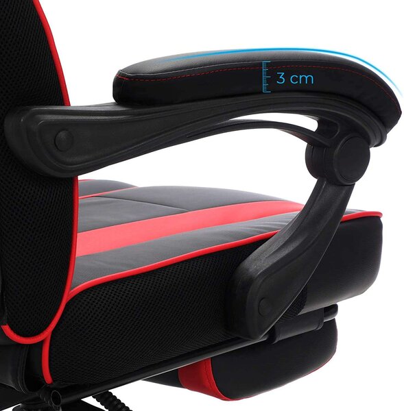 Songmics Ergonómikus Gamer szék lábtartóval - fekete-piros