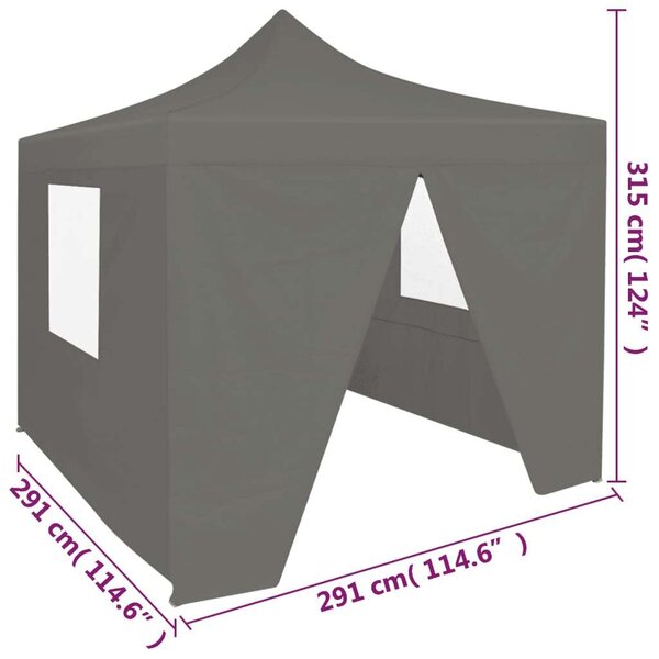 VidaXL Összecsukható Sátor - 3x3m - Antracitszürke