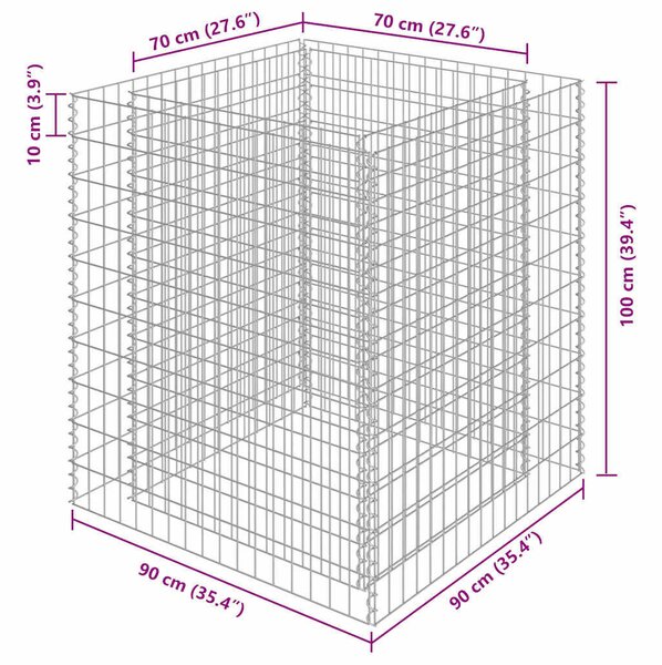 Gabion Magaságyás - 90x90x100 cm