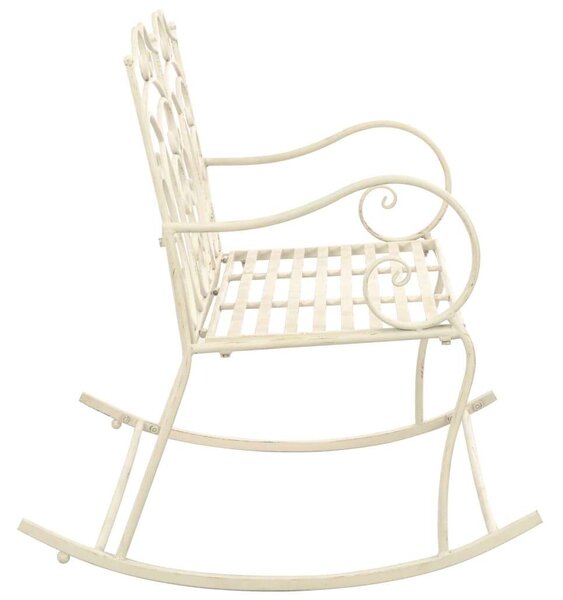 VidaXL Ringató Pad - Kovácsoltvas - Antik Fehér - 104cm