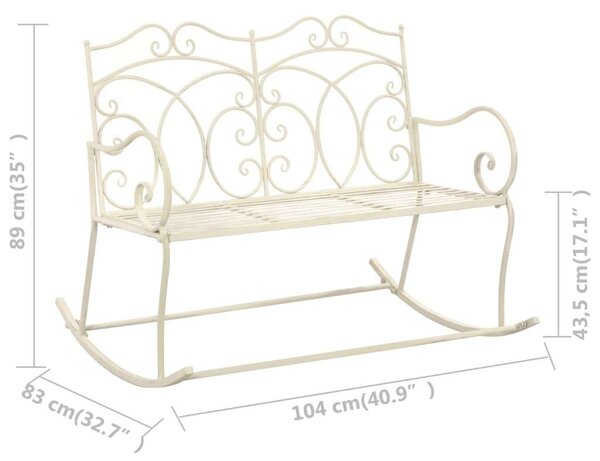 VidaXL Ringató Pad - Kovácsoltvas - Antik Fehér - 104cm