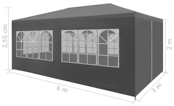 VidaXL Parti Sátor - Polietilén - 3x6m - Antracitszürke