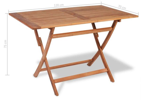 VidaXL Teakfa Összecsukható Kerti Asztal - 120x70x75 cm