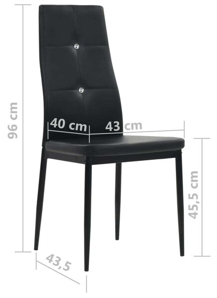 Elegáns Fekete Étkezőszék - 6 db