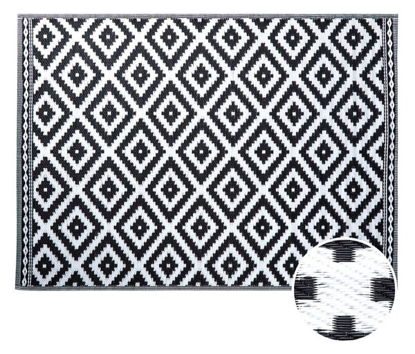 COLOUR CLASH kültéri szőnyeg, rombusz mintás fekete-fehér 200 x 150cm