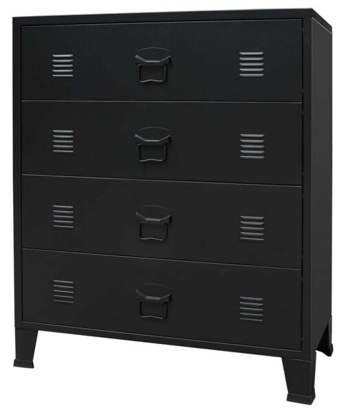 VidaXL Fém Komód - 4 Fiókos - 78x40x93 cm - Fekete