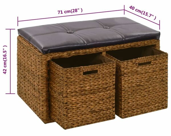 VidaXL Tengerifű Pad - 2 Kosárral - 71x40x42 cm
