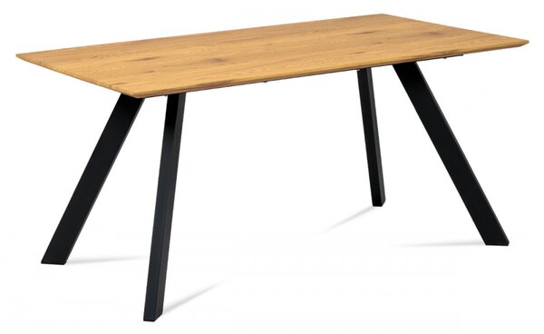 Jídelní stůl 160x90 cm, MDF dekor dub, kov černý mat