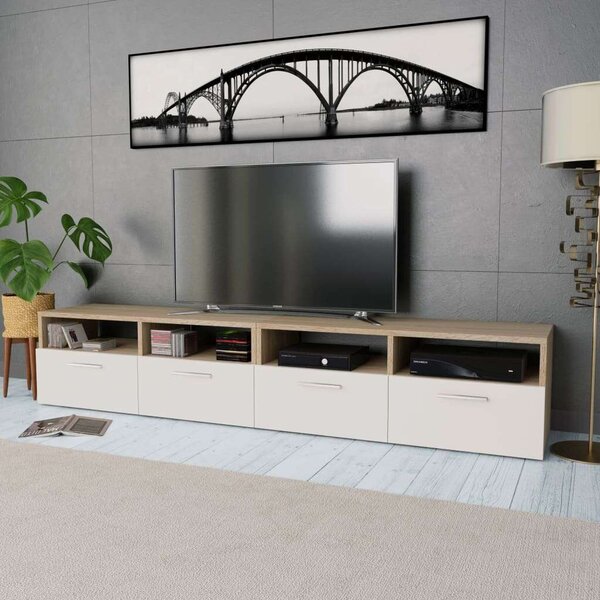 VidaXL TV Szekrény - Tölgyfa/Fehér - 95x35x36 cm