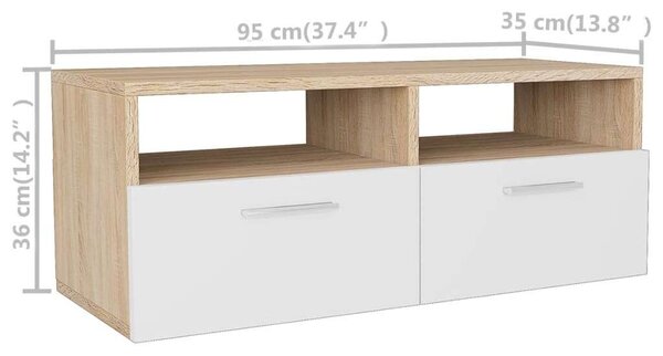 VidaXL TV Szekrény - Tölgyfa/Fehér - 95x35x36 cm