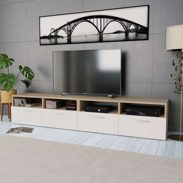 VidaXL TV Szekrény - Tölgyfa/Fehér - 95x35x36 cm