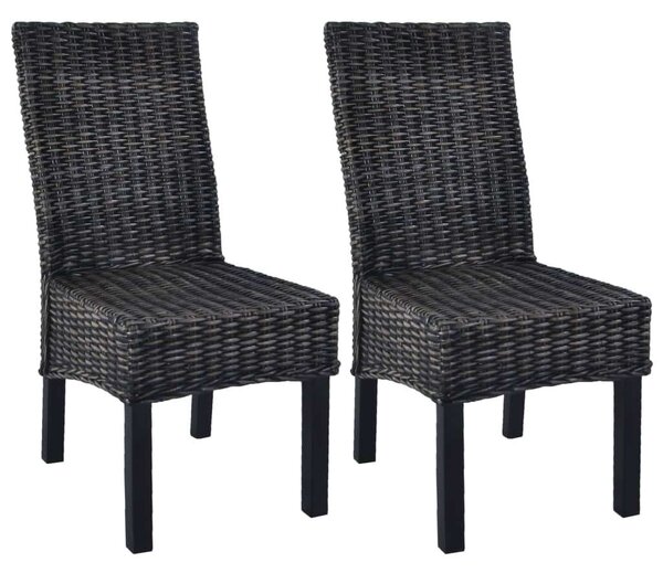 VidaXL Kubu Rattan Étkezőszék - 2 db - Fekete