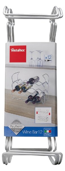 Wine háromszintes borosüveg tartó 12 palackhoz, hossz 45 cm - Metaltex