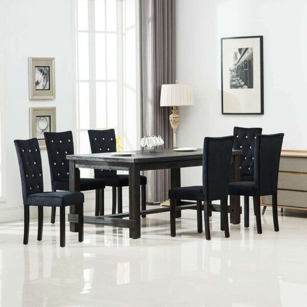 VidaXL Bársony Étkezőszék - Fekete - 6 db