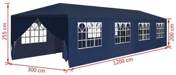 VidaXL Kerti Pavilon - 12x3m - Kék