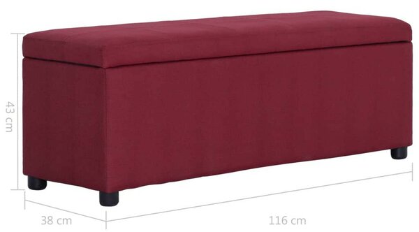 VidaXL Tárolós Pad - Bordó Poliészter - 116cm