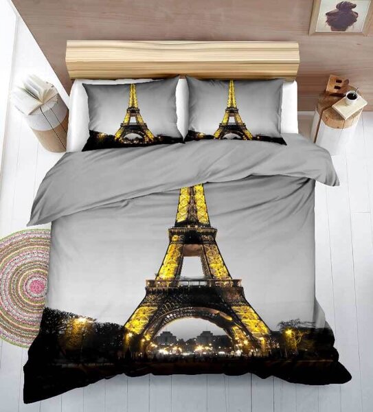 Nikolaj 3 részes 3D Eiffel Torony Párizs Ágyneműhuzat Garnitúra 140 x 200 cm