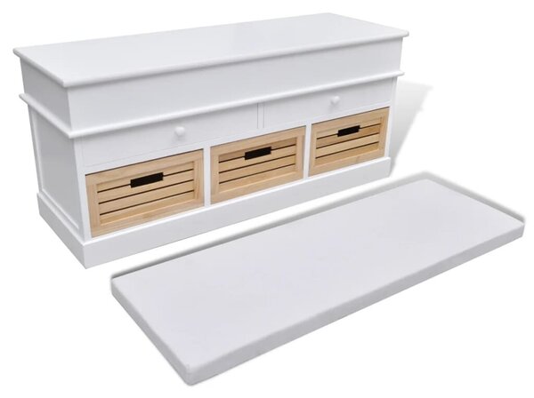 VidaXL Tárolós Pad - Fehér - 100x35x50 cm