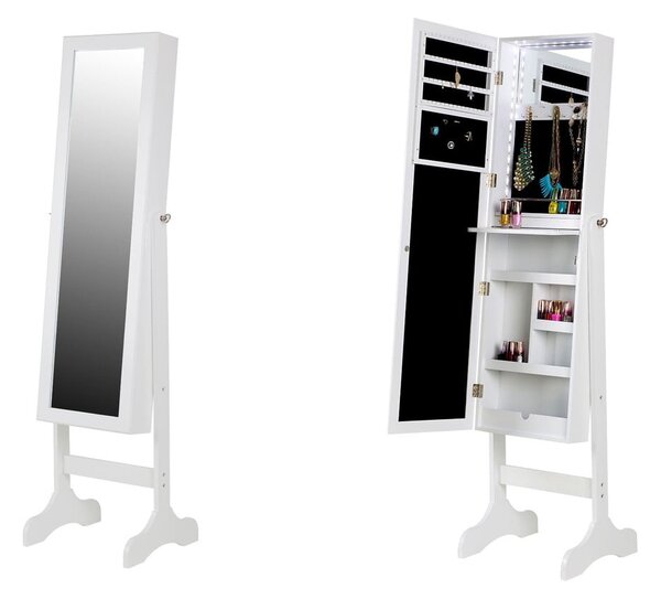 Bien fehér ékszertartó szekrény tükörrel és LED világítással - Bonami Essentials