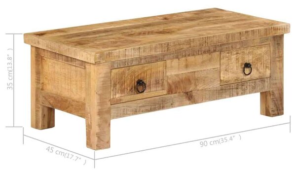 Mangófa Dohányzóasztal - Antik Stílus - 90x45x35 cm