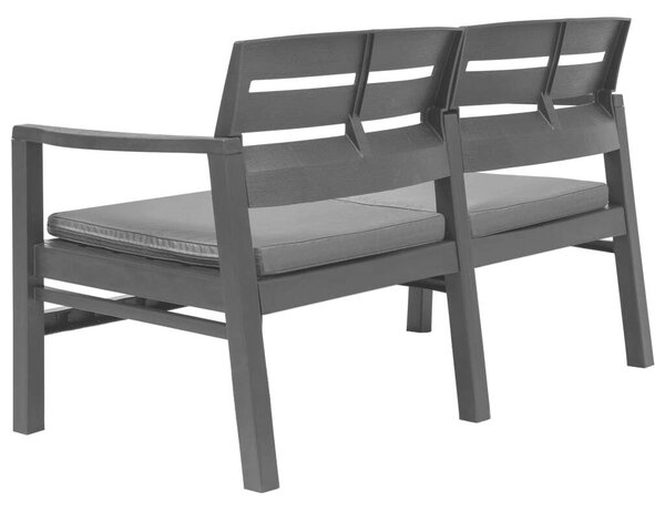 VidaXL kétszemélyes antracit műanyag kerti pad párnákkal 133 cm