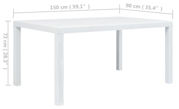 VidaXL Kerti Asztal - Műanyag Rattan - 150x90x72 cm