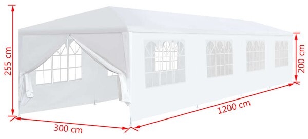 VidaXL Kerti Pavilon - Fehér - 12x3m