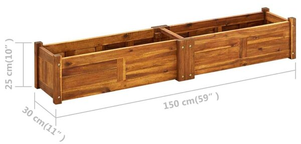 VidaXL Akácfa Magaságyás - 150x30x25 cm