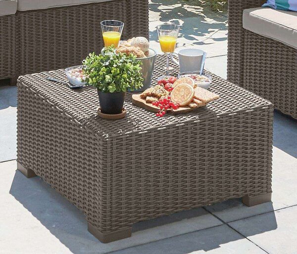 Keter California Kültéri Asztal - Műrattan - Cappuccino - 68x68 cm