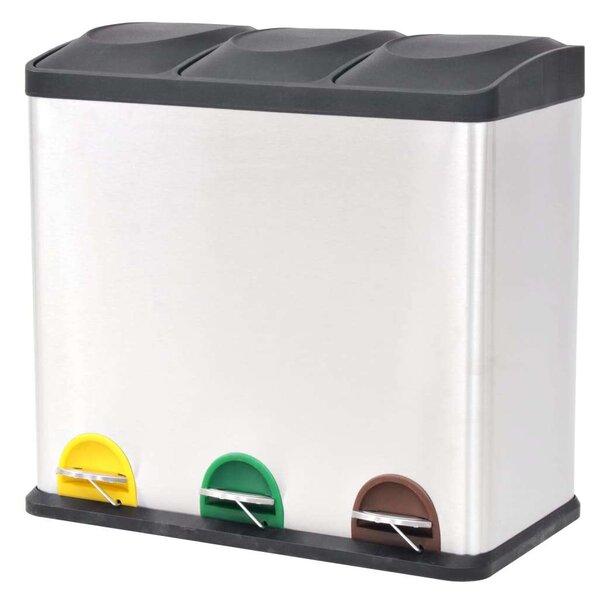 VidaXL 3 Rekeszes Szelektív Hulladékgyűjtő - 54L