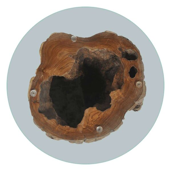Teakfa Dohányzóasztal - Üveglap - 50x40cm