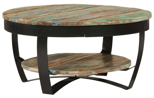 VidaXL Kerek Dohányzóasztal - Újrahasznosított Fa - 65cm