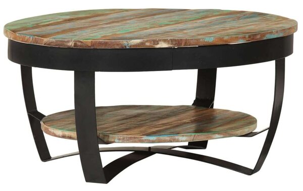 VidaXL Kerek Dohányzóasztal - Újrahasznosított Fa - 65cm